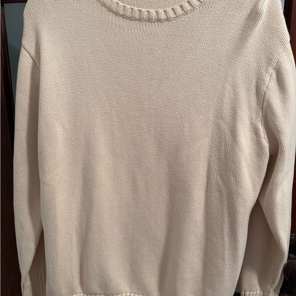Cream Crew Neck Sweater Soft Knit
